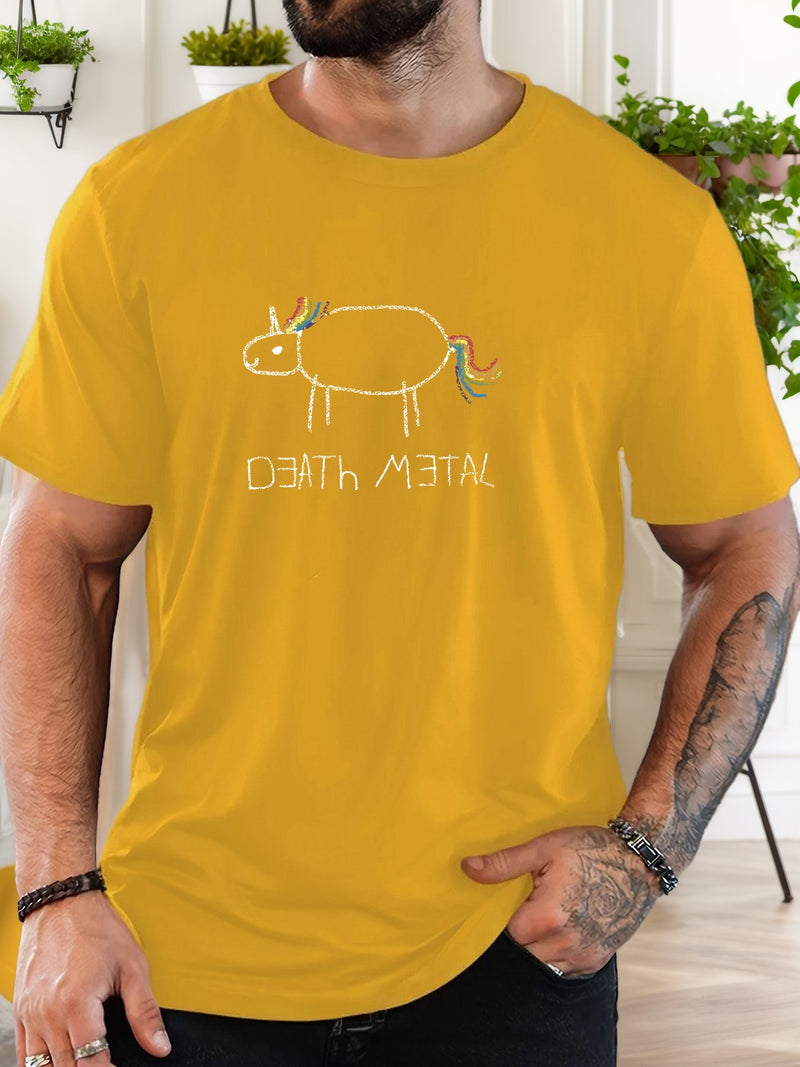 Men's Short-Sleeve T-Shirt with a Unicorn Pattern for Summer Casual Wear.