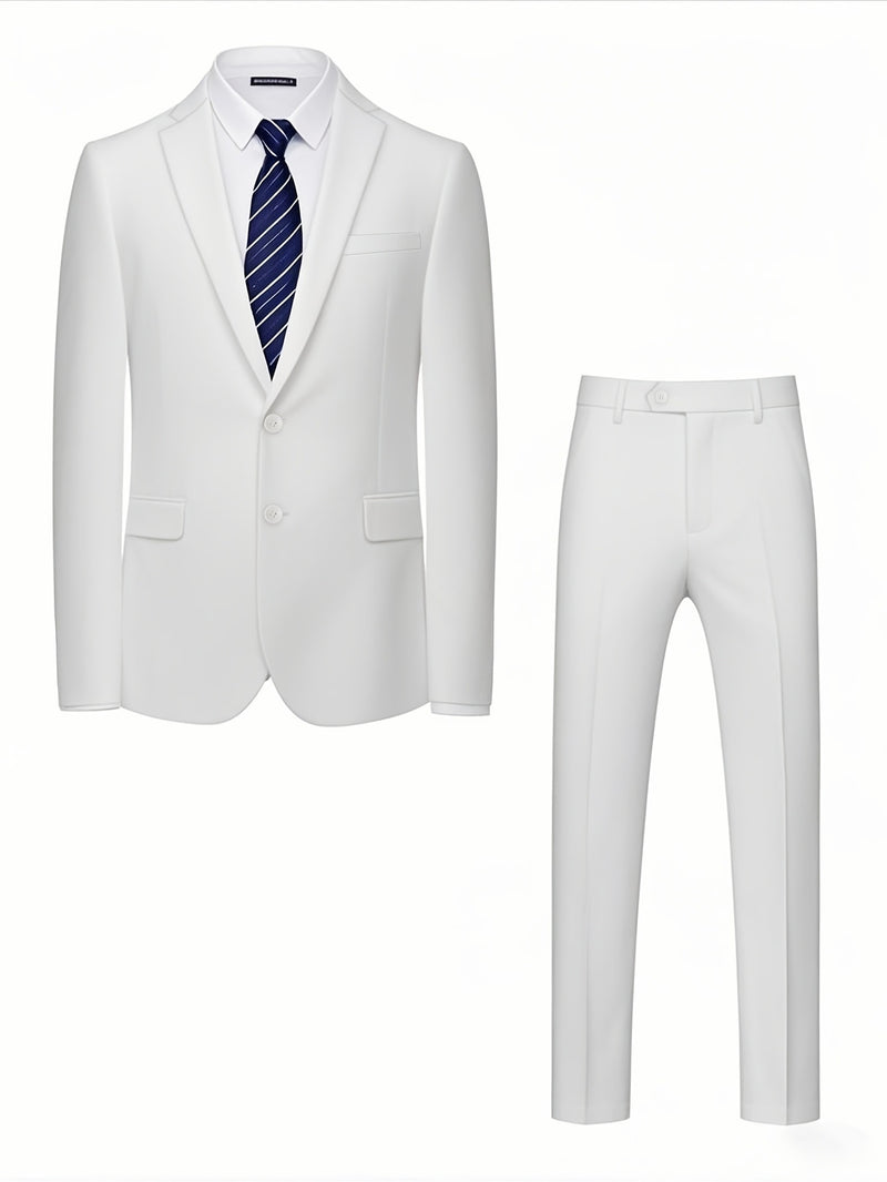 A Men'S Two-Piece Suit Featuring a Easy And Stylish Design.
