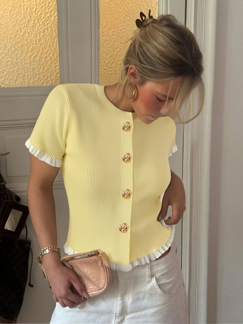 Women's Summer Button Ear Design Edge Design.