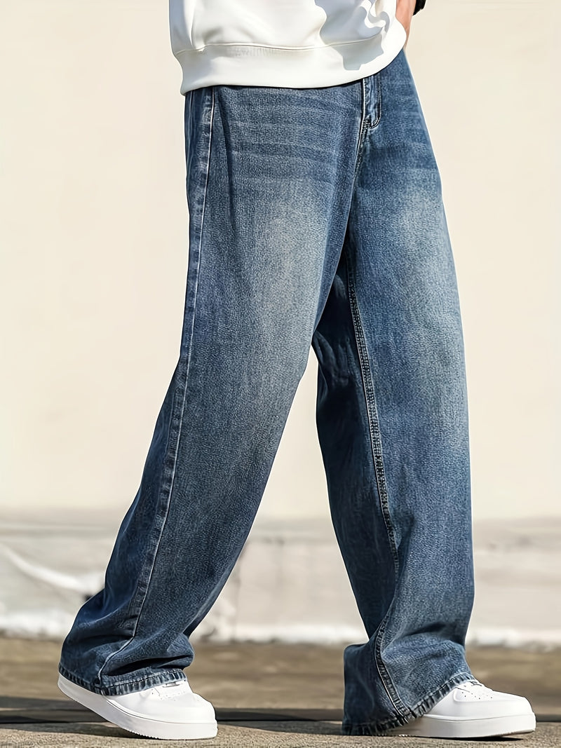 Men's Casual Wide-Leg Jeans That Are Versatile.