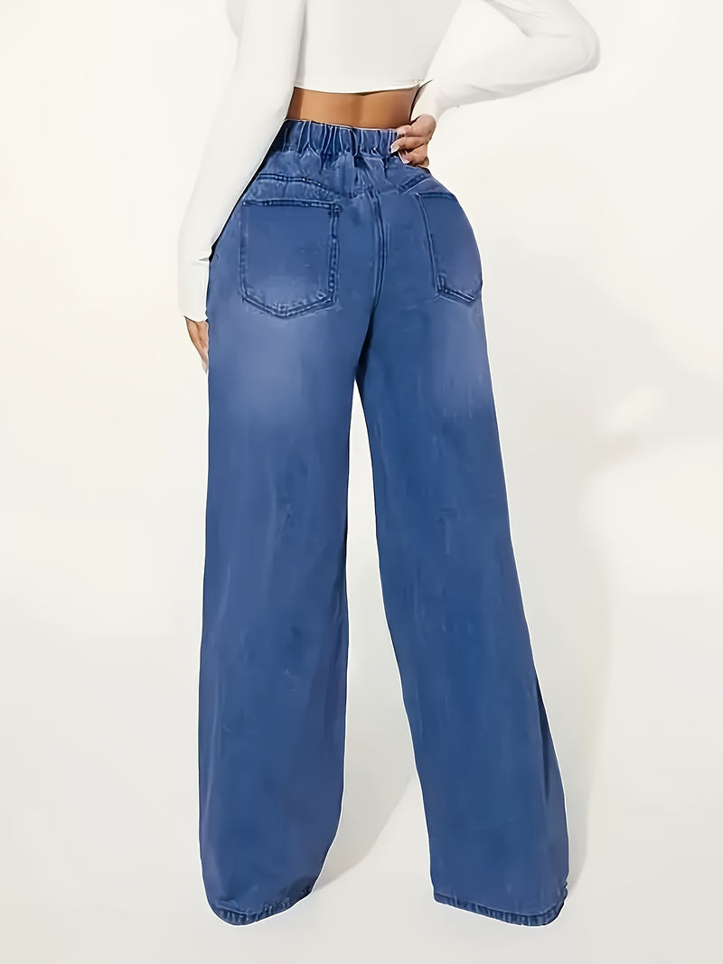 A Pair of Women's Stylish Loose-Fit Straight-Leg Jeans.