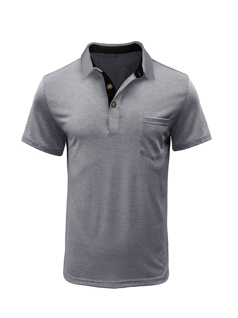 Men's Plaid Collar Pocket T-shirt.