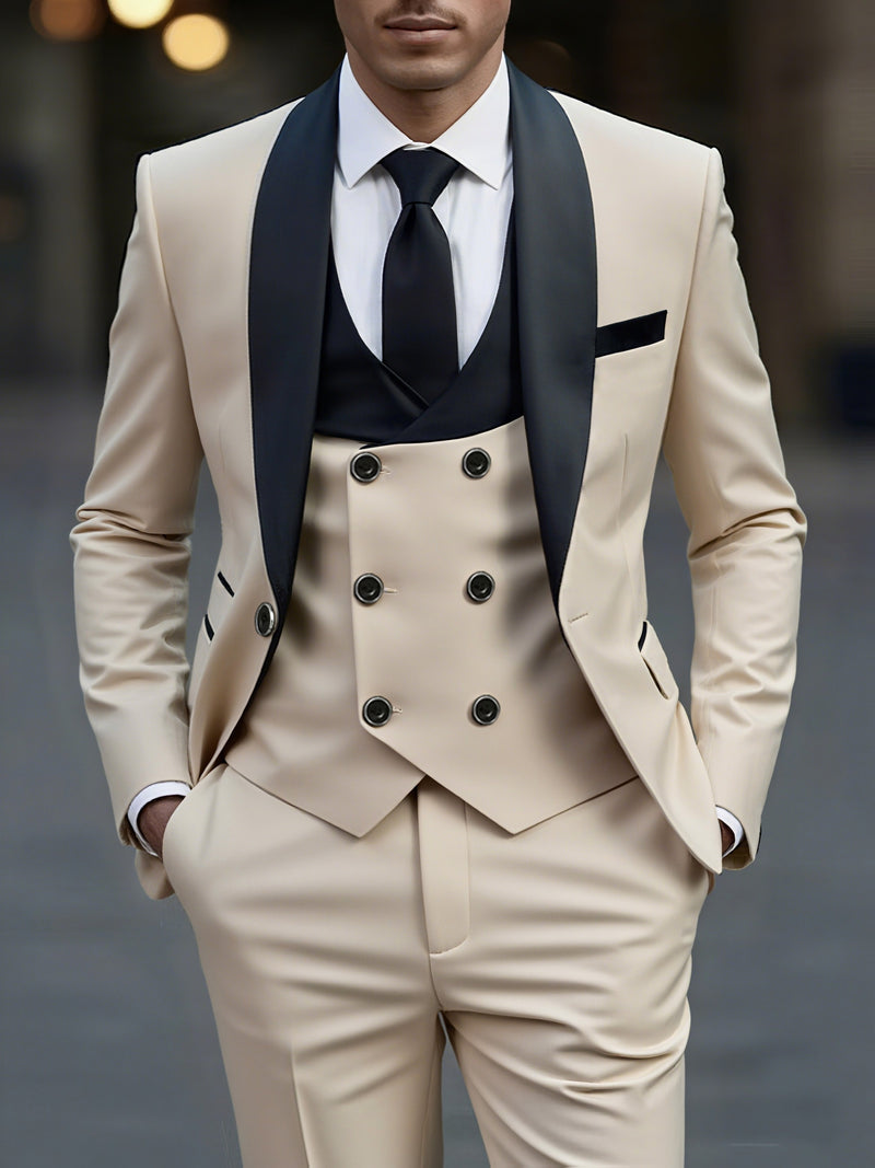 Men's 3pcs Suit Set, Jacket + Vest+ Trousers.