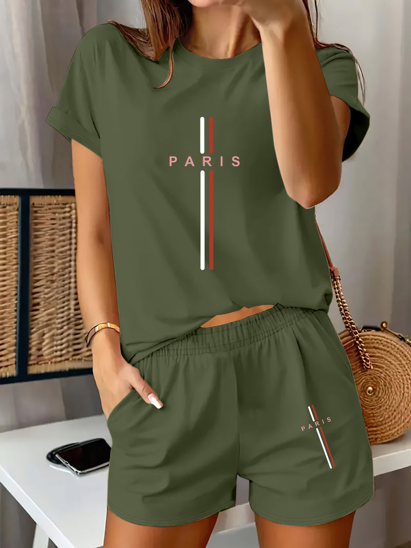 Women's Short Sleeve Shorts Set.