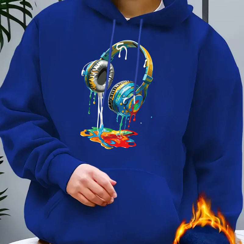 Men's Graffiti Headphone Print Hoodie.