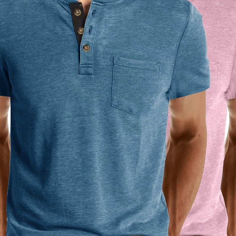 2pcs Set of Stylish Short-Sleeve T-Shirts for Men.