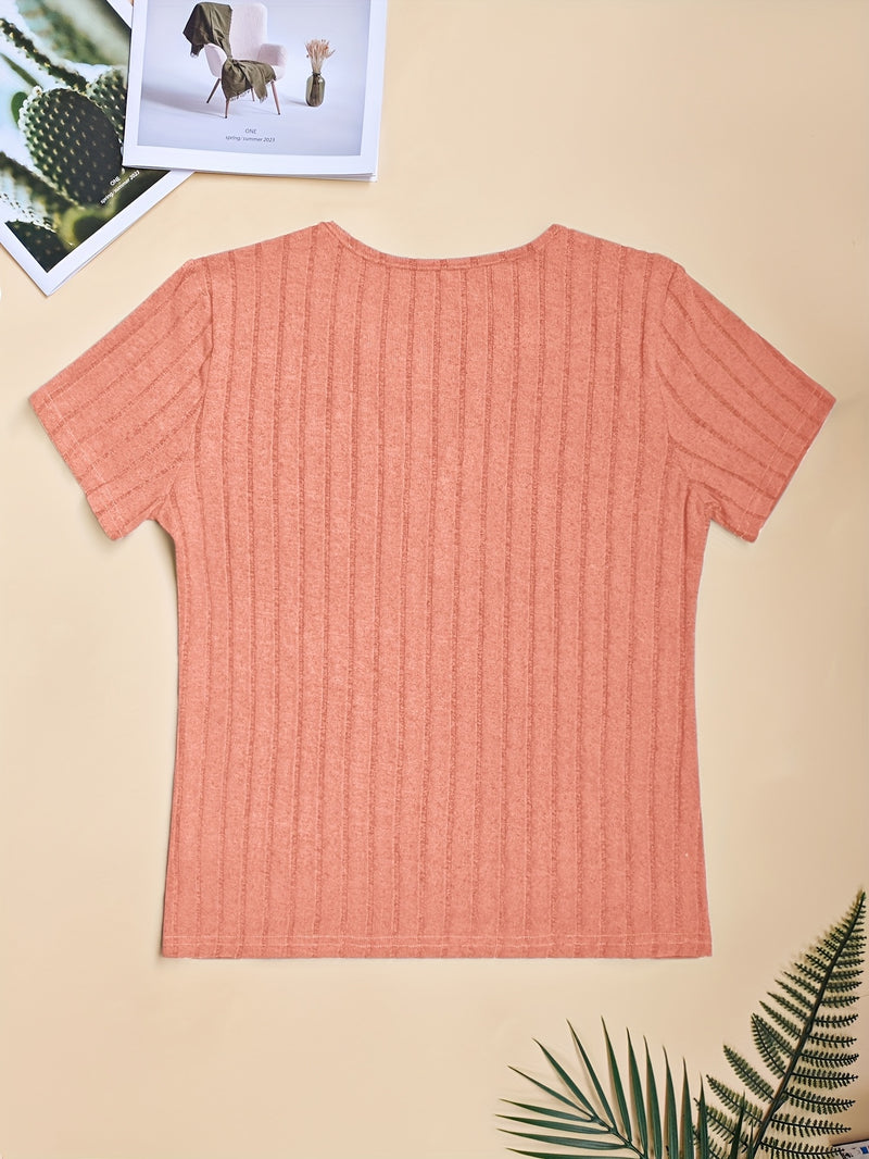 3pcs Women's Elegant V-Neck Short Sleeve Blouses.