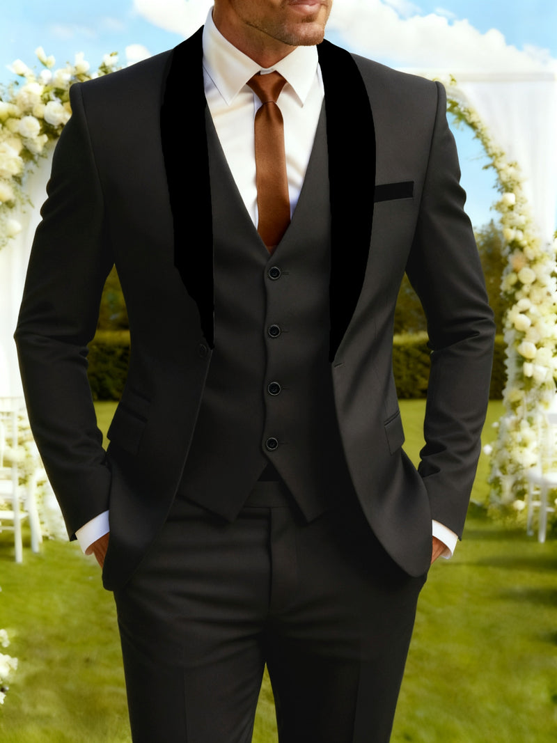 3pcs Men's Suit Set, All-Season Business Wedding Party, Suit Jacket,