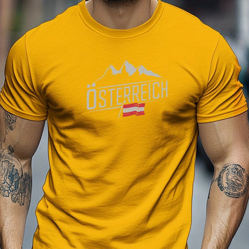 Men's Austrian Pattern Summer Casual Crew Neck Short T-Shirt.