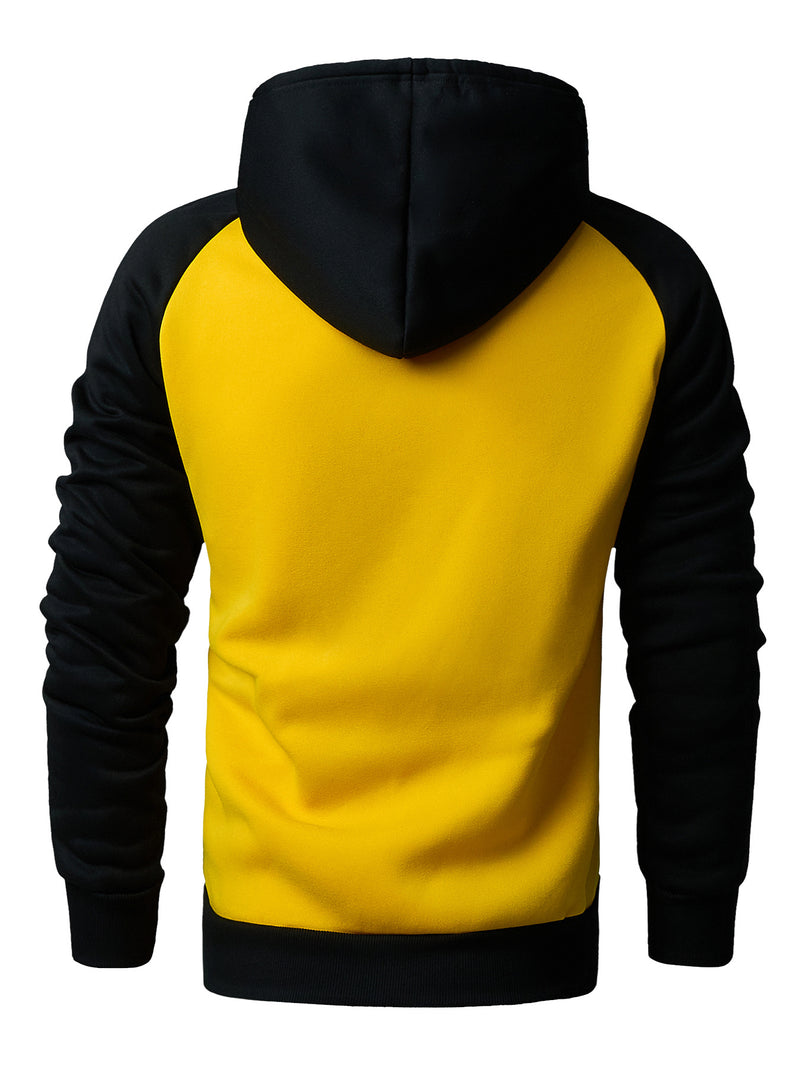 Men's Hooded Sweatshirt with Color Block Design.