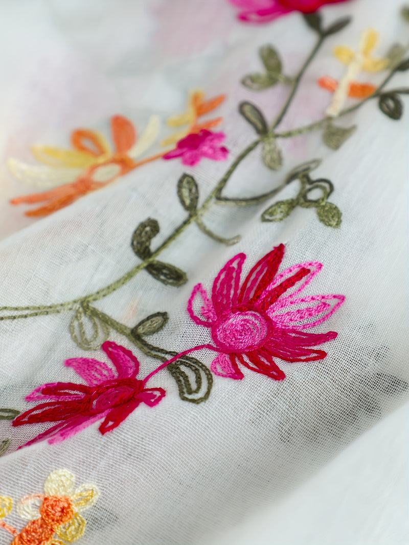 Women's Floral Embroidered Scarf Shawl.