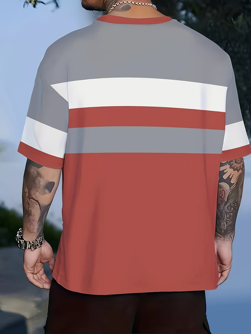 3pcs Men's Stylish Round Neck Short-Sleeve T-Shirts.