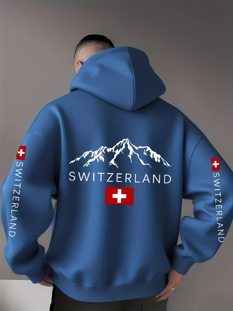 Men'S & Women'S Swiss Flag & Matterhorn Mountain Graphic Hooded Sweatshirt.