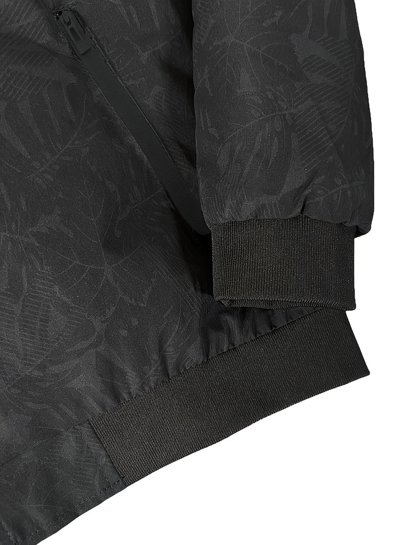 Men'S Fashion Print Casual Sports Jacket with Baseball Collar, Long Sleeve.