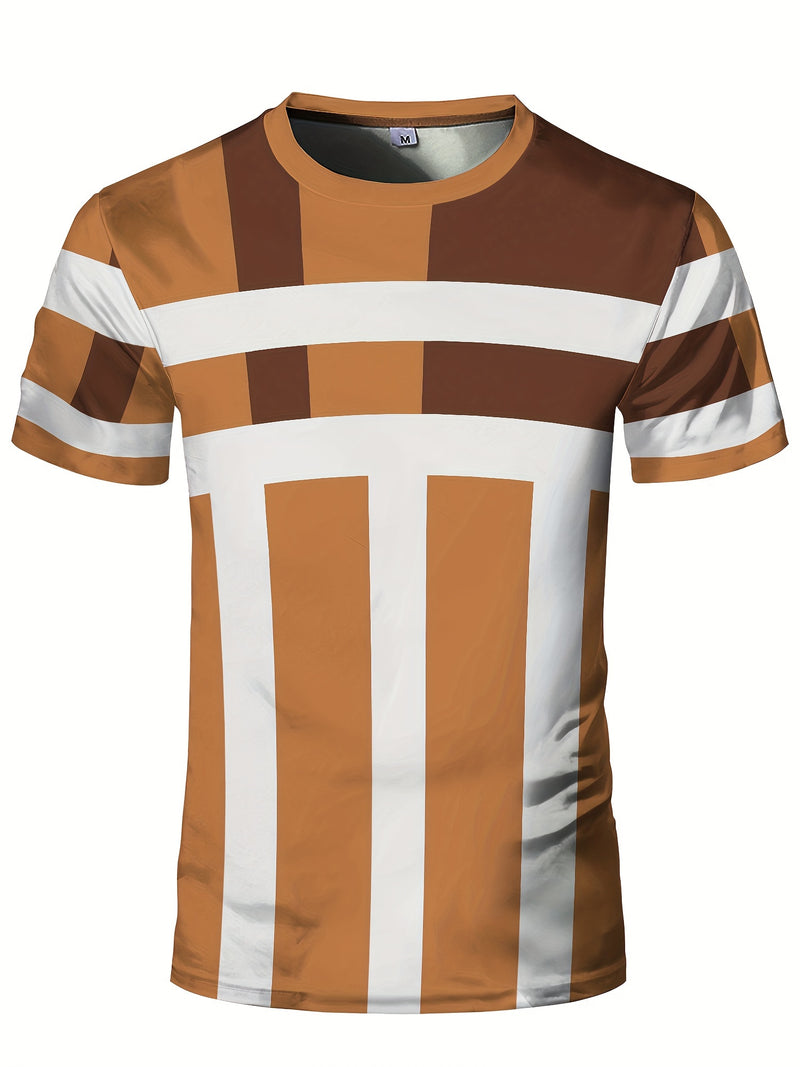 This Men'S Sports Fashion Short-Sleeve T-Shirt Has a Geometric Print.