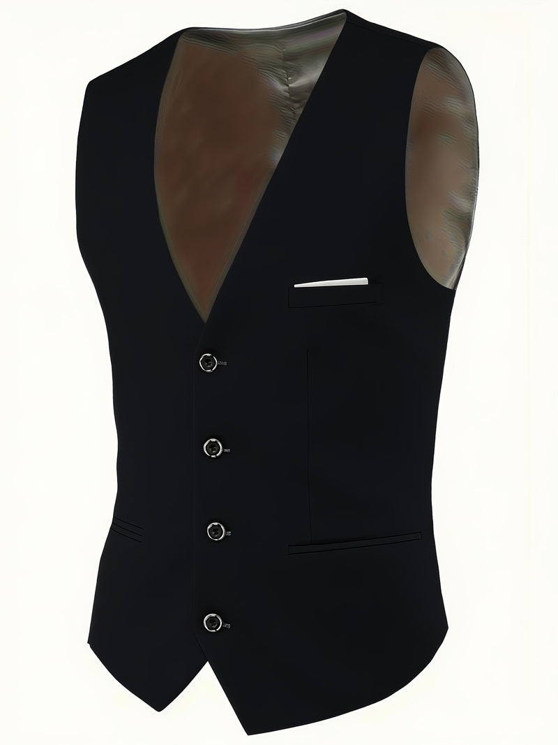 3pcs Men's Suit Set, All-Season Business Wedding Party, Suit Jacket,