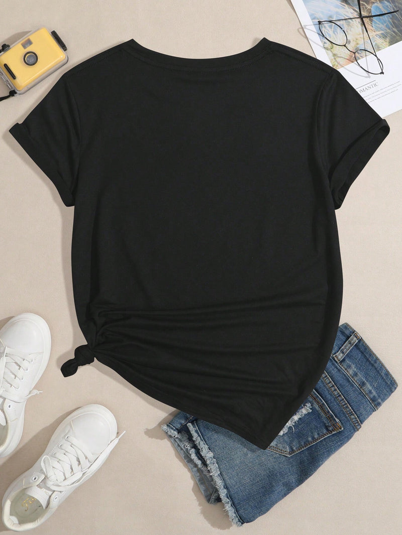Women's T-Shirt Short Sleeve Crew Neck Casual.