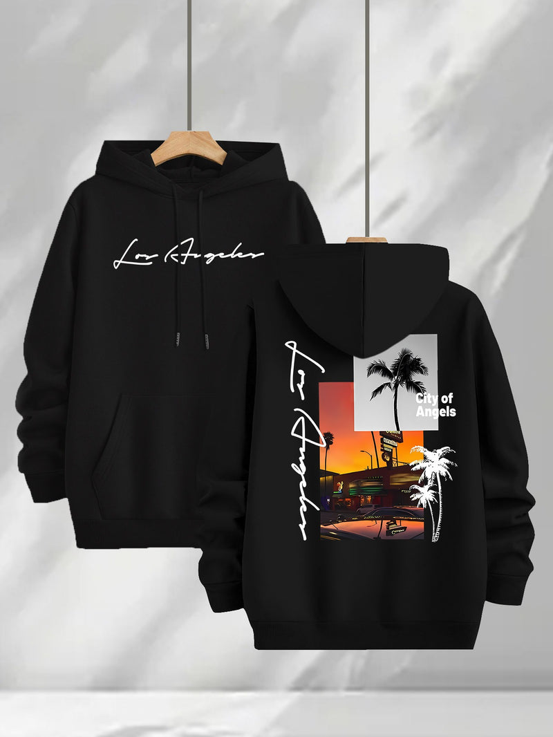 3pcs Trendy Print Sweatshirt, Men's Casual Hooded Sweatshirt.