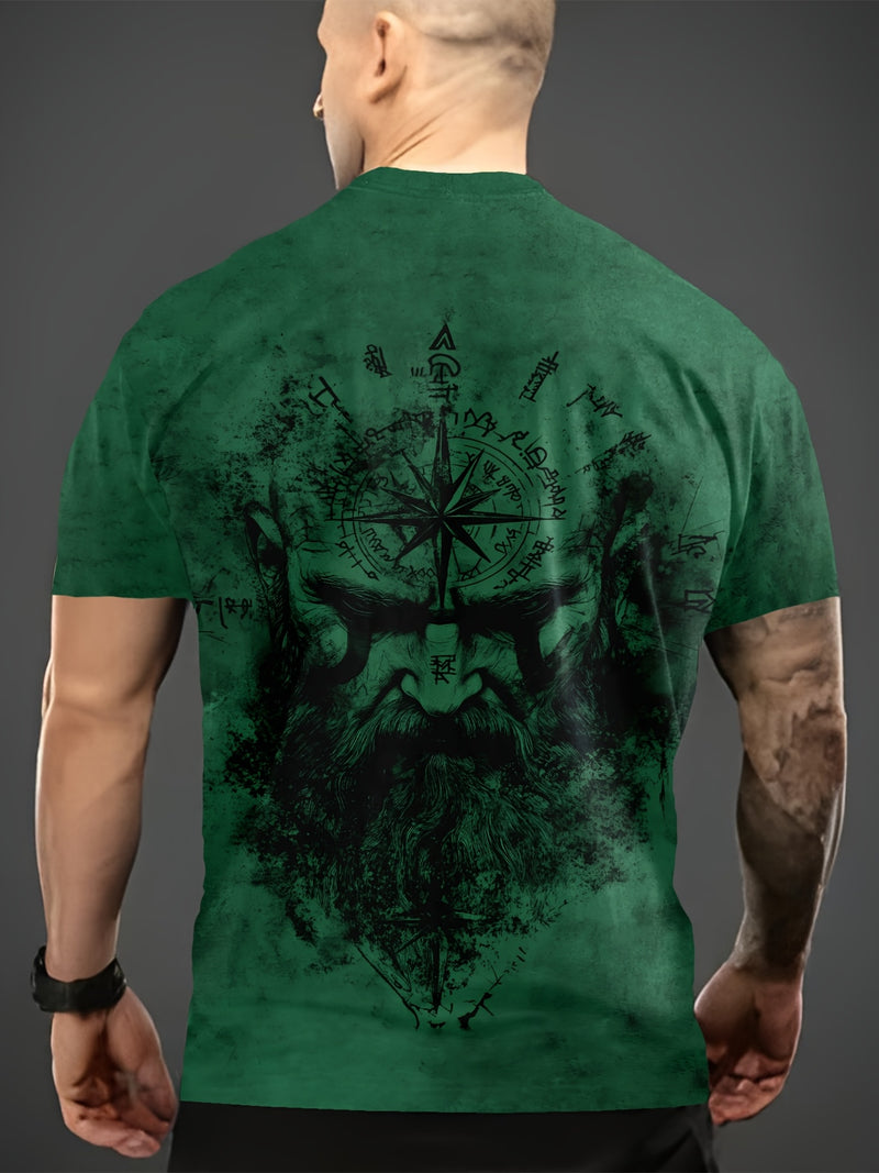 Summer Men's Wandering  Digital Printed Pattern T-shirt.