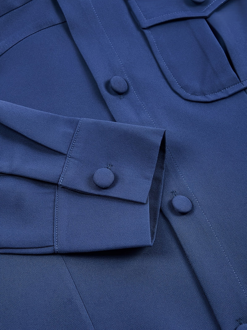 Men's Simple 2pcs Suit Set, Lapel Collar, Button Details.