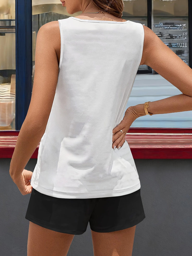 Women's Sportswear Summer Casual Fashion Vest + Shorts Fitness 2pcs Set.