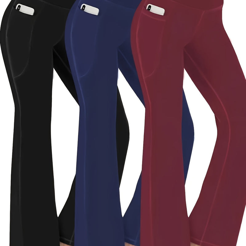 Set of 3 Casual Sports Flared Pants for Women.