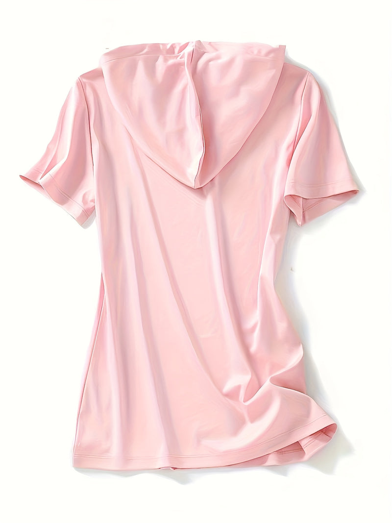 Summer New Korean Version Loose Short Sleeve Thin Trendy Printed Hooded T-Shirt for Women.