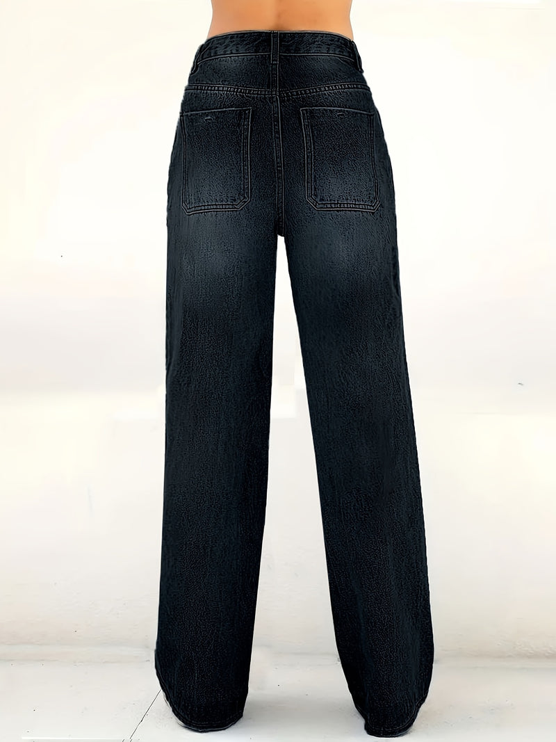 Women's Stretchy Mid-Rise Straight-Leg Jeans.