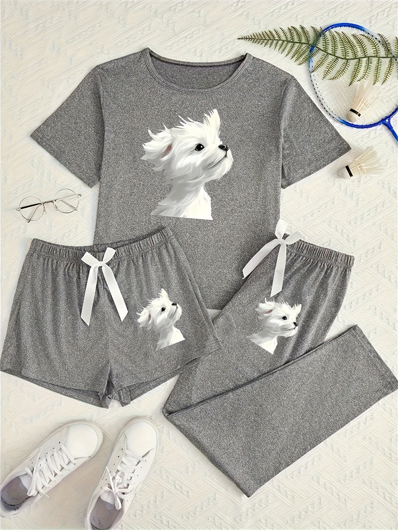 Top+Shorts+Pants 3pcs Set: Women's Summer/Fall Trendy Vacation Wear.