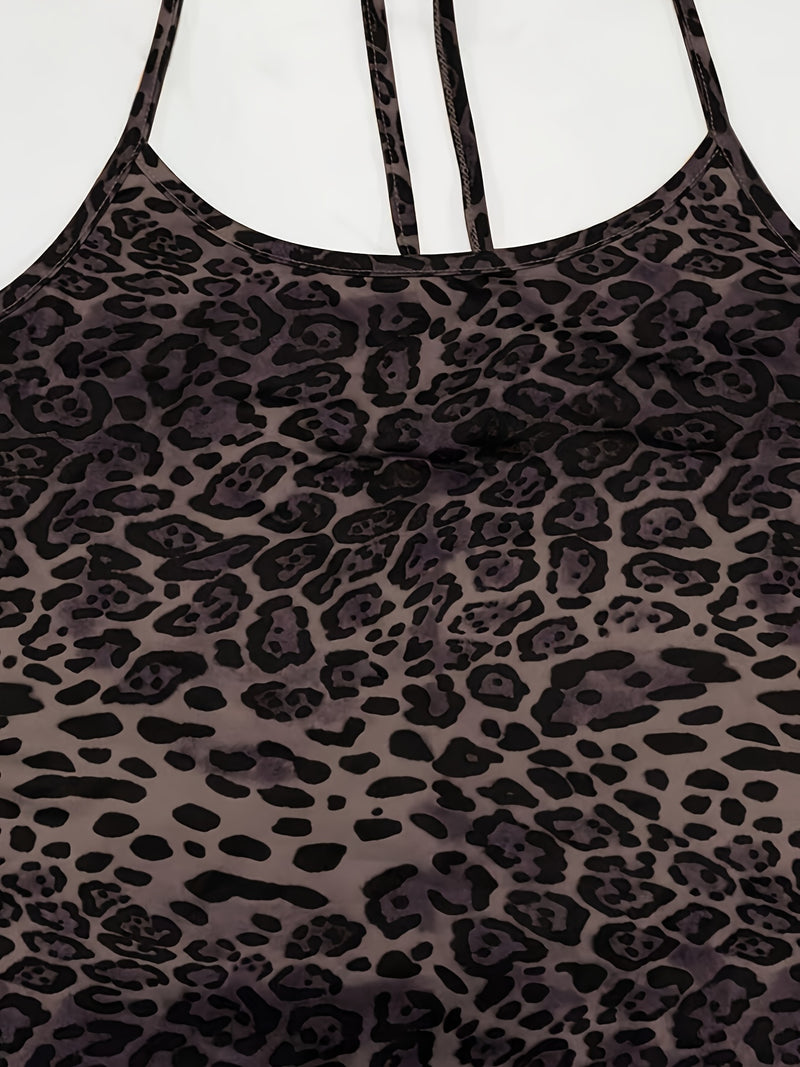 Women's Two-Piece Outfit Featuring a Leopard Print Mermaid Hem.