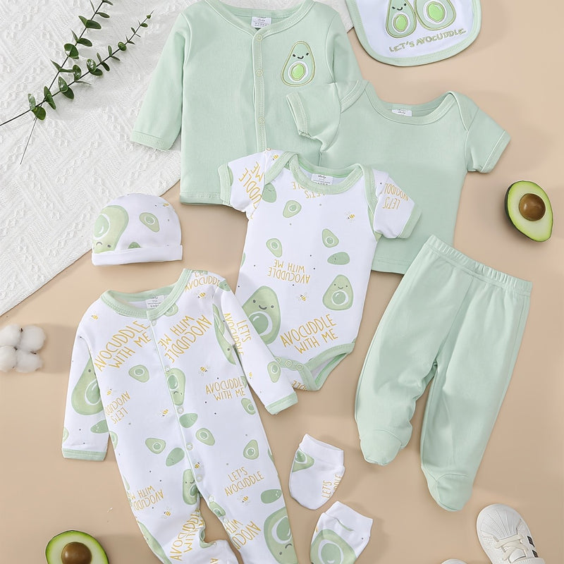 8pcs Set for Boys And Girls Featuring a Comfortable And Soft Cartoon Avocado.