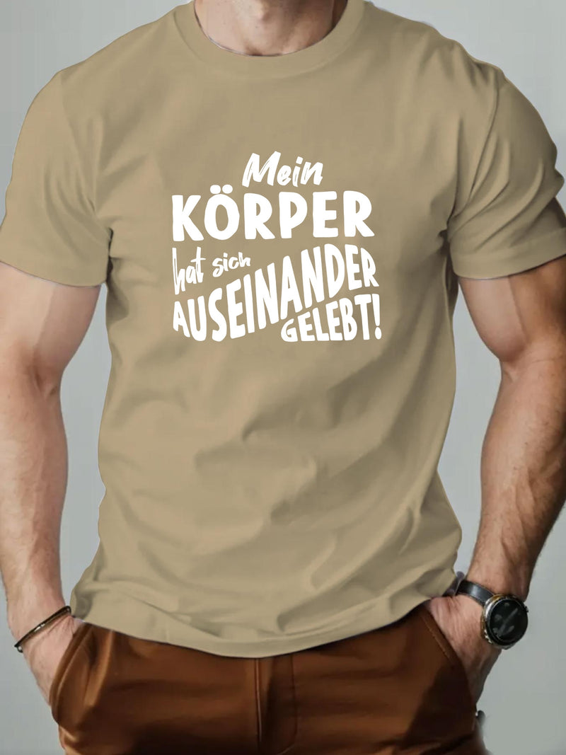 Men's KOPPER English Pattern Summer Casual Crew Neck Short T-Shirt.