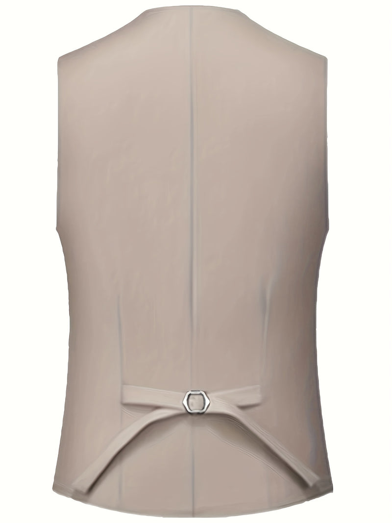 Men's 3pcs Wedding Suit Set - Slim Fit Business Suit Jacket + Single-Breasted Vest.