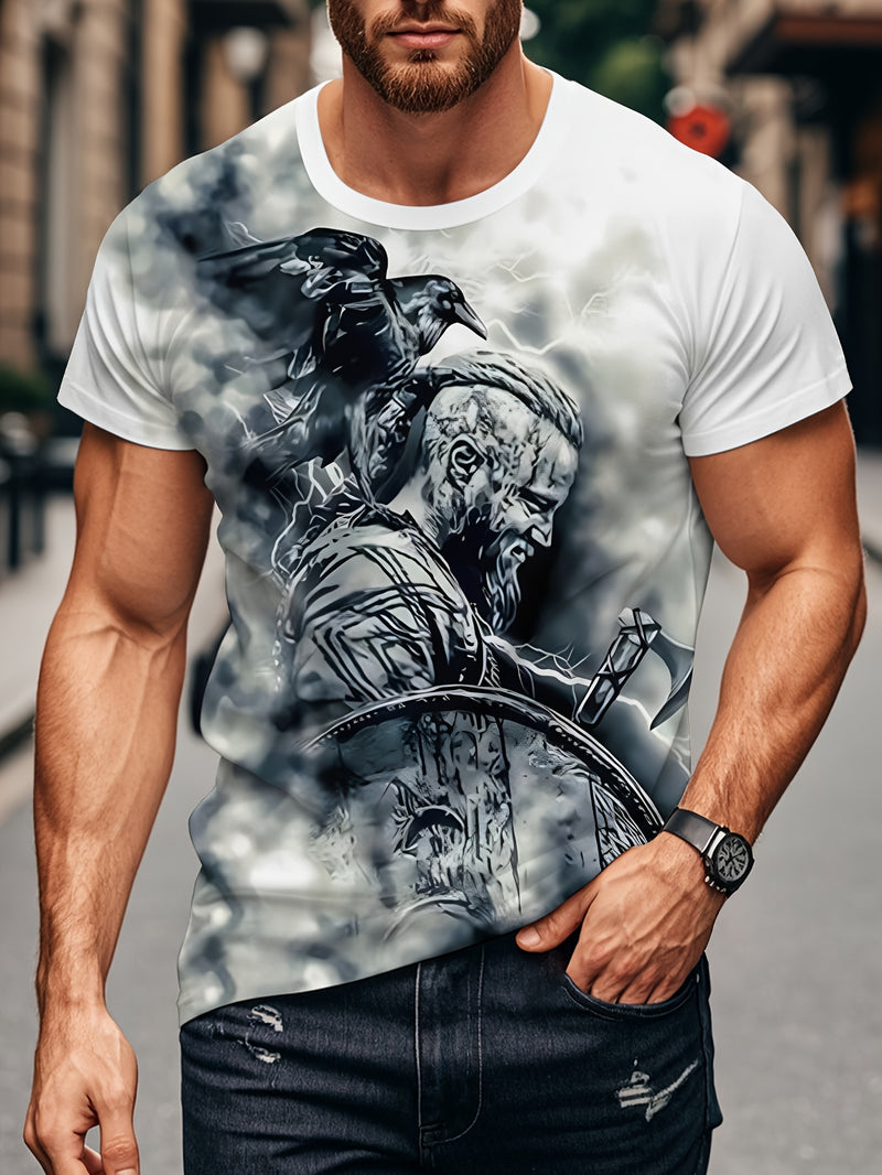 Men's Summer 3D Print T-Shirt Featuring a Casual Round Neck Design.