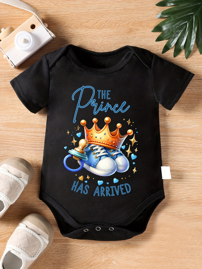 Boys "The Prince Has Arrived" Crown & Sneakers Print.