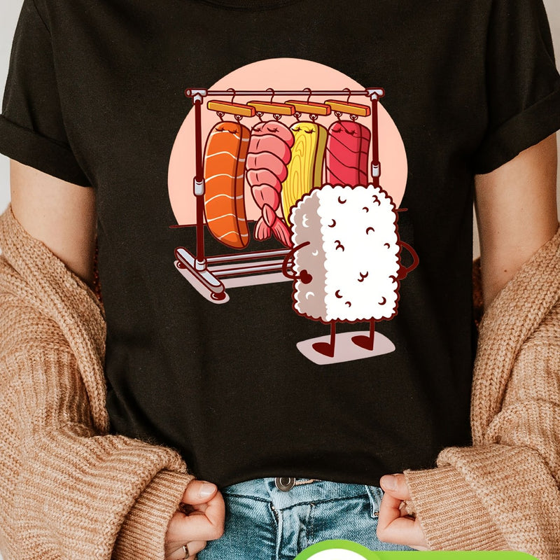 Women's Sushi Graphic Print T-Shirt.