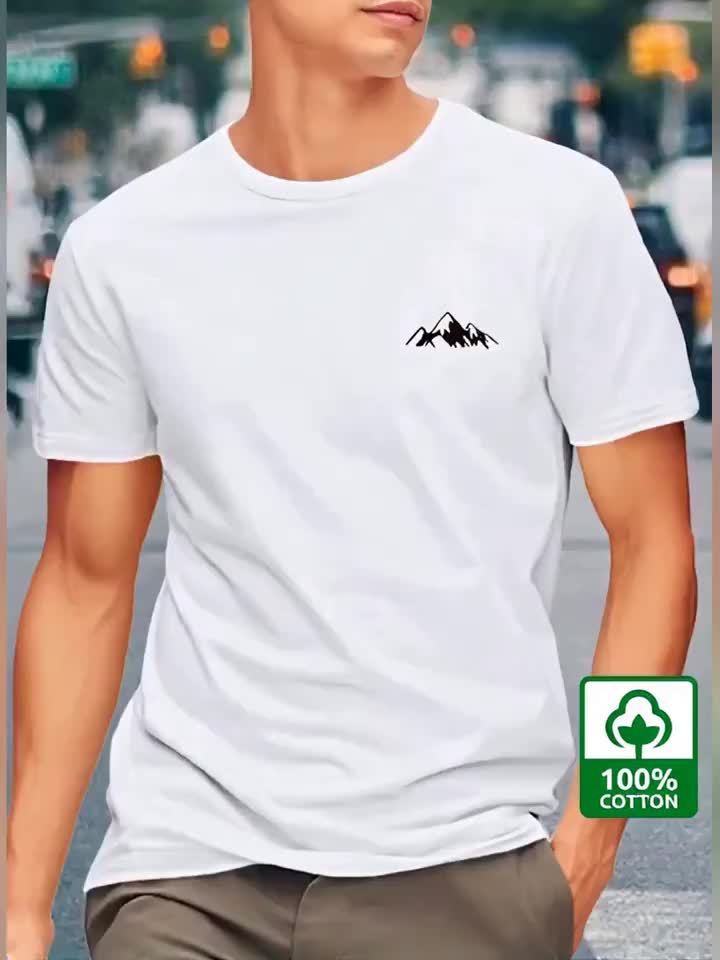 3pcs Cotton Men's Short Sleeve Printed T-Shirt.