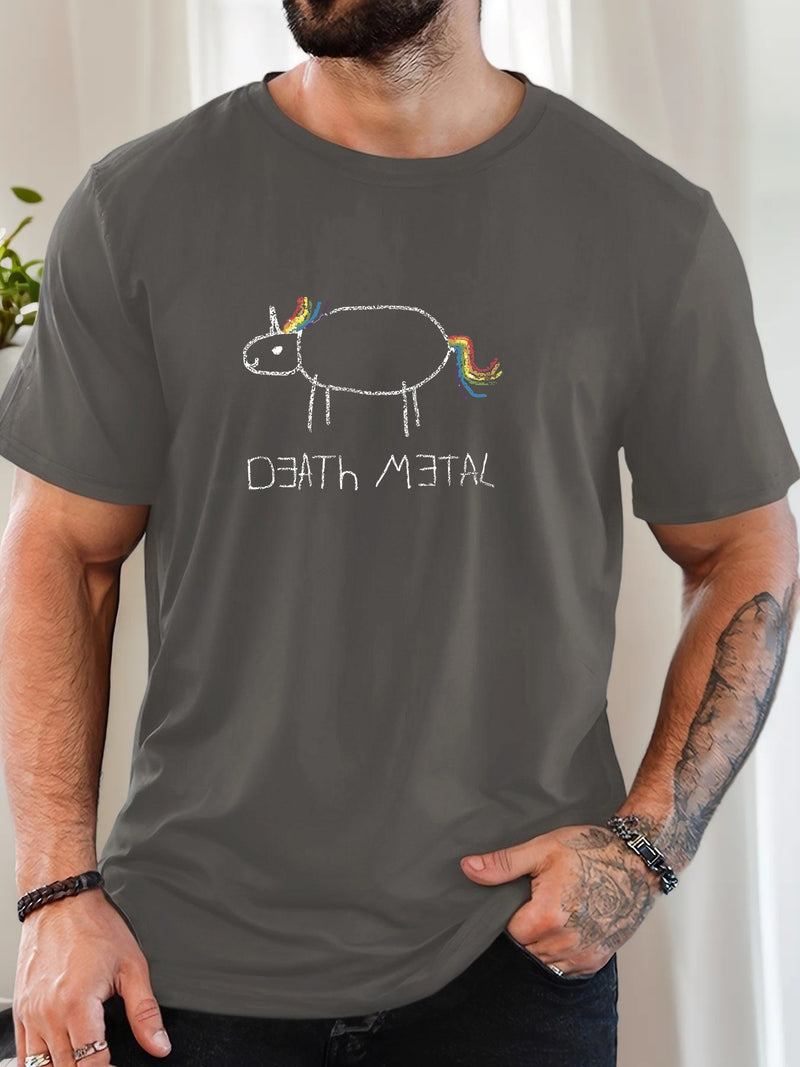 Men's Short-Sleeve T-Shirt with a Unicorn Pattern for Summer Casual Wear.
