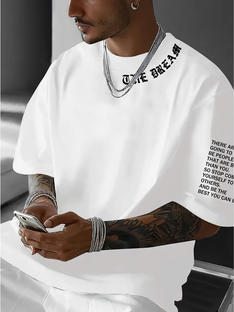 Men's Graphic Print Round Neck Short Sleeve, a Gift for Boyfriends.