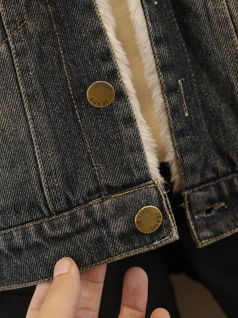 Boys and Toddlers Autumn/Winter -Lined Thickened Denim Jacket.