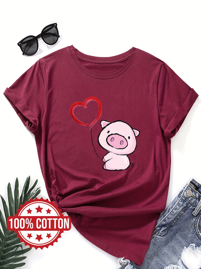 Women's Cute & Heart Balloon Print T-Shirt.