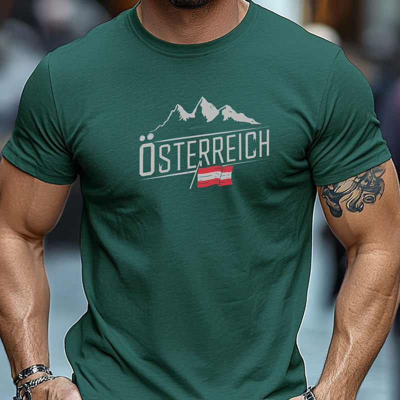 Men's Austrian Pattern Summer Casual Crew Neck Short T-Shirt.