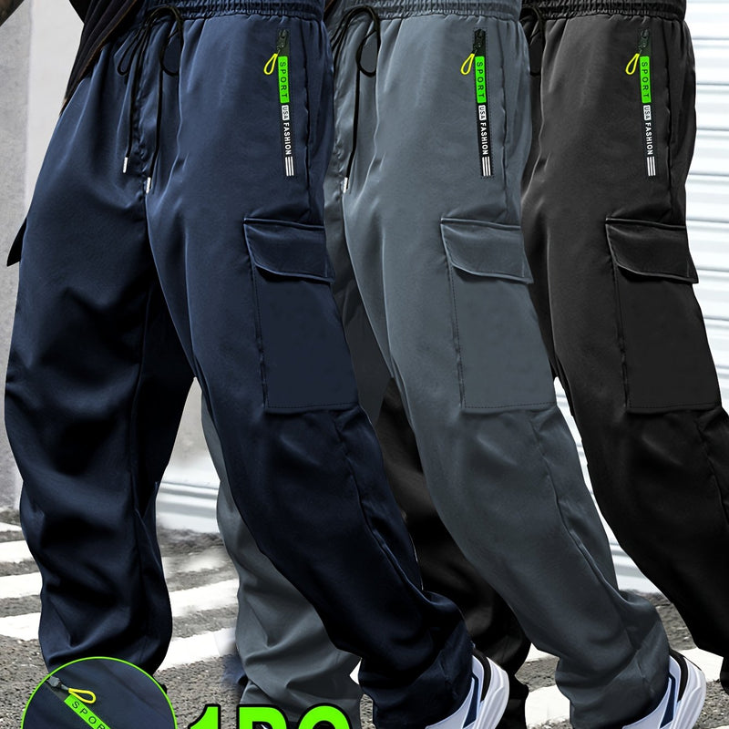 Men's Outdoor Casual Cargo Pants - Made from Polyester Fabric.