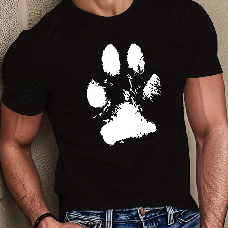 Men's Lightweight T-Shirt Featuring Dog Paw Prints.