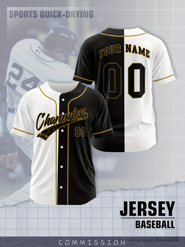 Custom Men's Baseball Jersey - Personalized Name & Number.