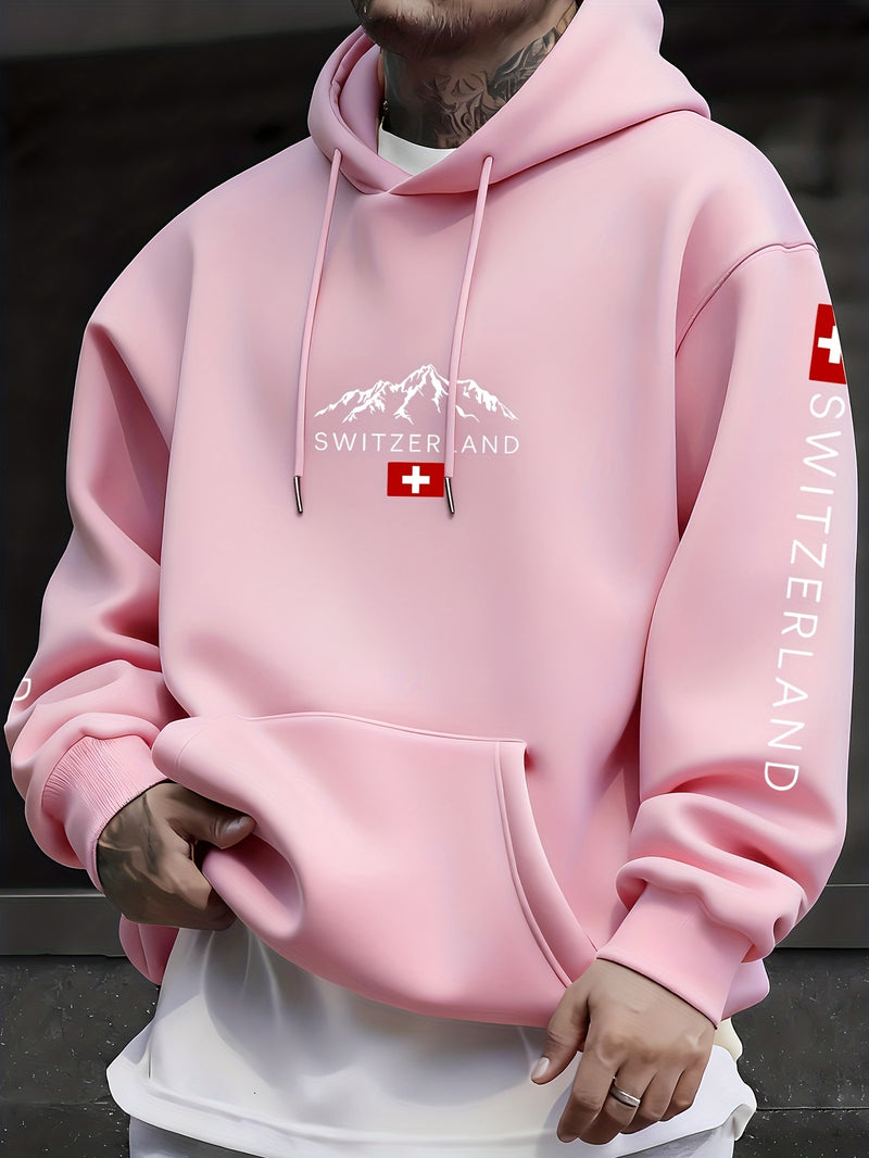 Men'S & Women'S Swiss Flag & Matterhorn Mountain Graphic Hooded Sweatshirt.