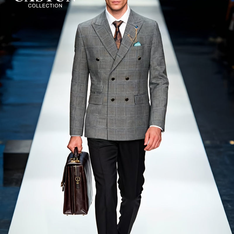 A 2pcs Slim-Fit Suit Set for Men, Suitable for Light Business.