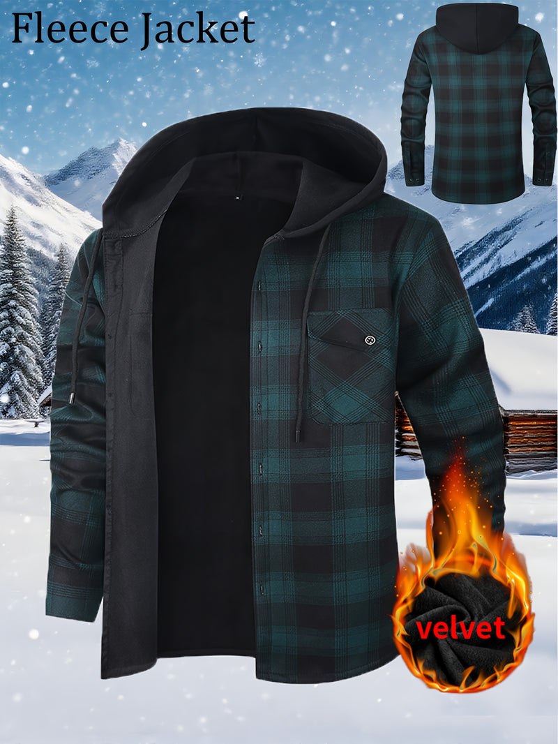 Men's Plush Flannel Shirt Jacket.