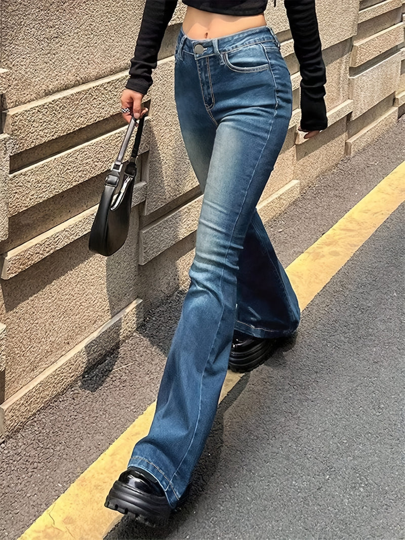 Women's High-Stretch Retro Flare Jeans.