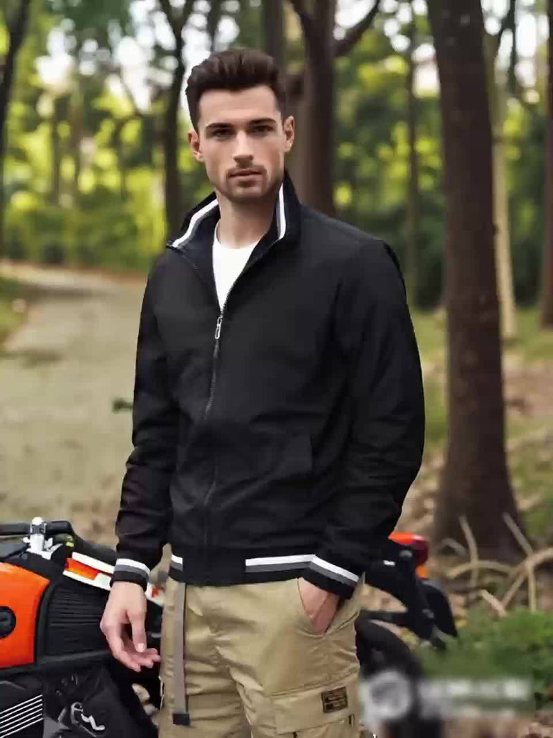 Men's Classic Design Baseball Collar Jacket For Spring Fall.